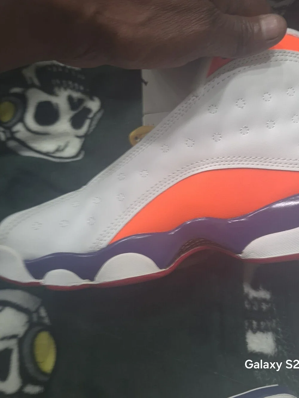 Jordan Men's White Sneakers with Orange, Yellow & Blue Accents